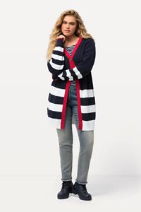 Ulla Popken Cardigan Strickjacke Streifen kurz V-Ausschnitt Langarm