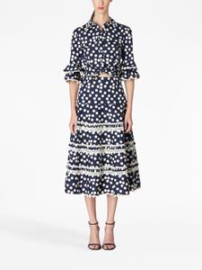 Midi-rok met stippen - Blauw