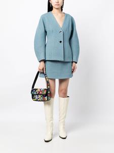 GANNI Mini-rok van wolblend - Blauw