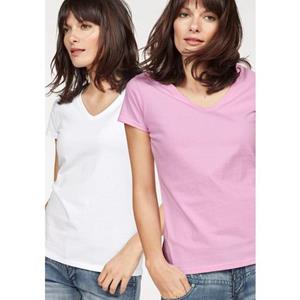 Fruit of the Loom V-Shirt "Lady-Fit Valueweight V-Neck", (Packung, 2 tlg., 2er-Pack)