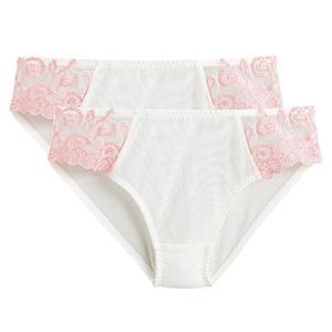 LA REDOUTE COLLECTIONS Set van 2 Slips in effen tule en geborduurde tule Lyssa