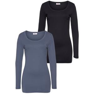 Flashlights Shirt met lange mouwen zeer figuurvolgende snit, ronde hals, van 100% katoen (set, 2-delig)