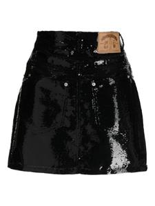 pushBUTTON Mini-rok met gelakte afwerking - Zwart