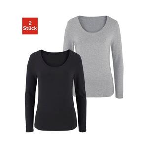 Vivance Shirt met lange mouwen elastische katoenkwaliteit (Set van 2)