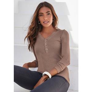 Lascana Shirt met lange mouwen Met korte knoopsluiting van zachte viscose-ribkwaliteit