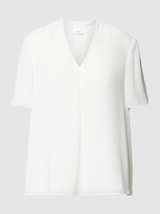 s.Oliver BLACK LABEL Kurzarmbluse Bluse mit V-Ausschnitt Raffung