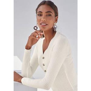 Lascana Shirt met lange mouwen Met korte knoopsluiting van zachte viscose-ribkwaliteit