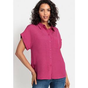 Lascana Overhemdblouse van mix van linnen met knoopsluiting, blouse met korte mouwen, linnen blouse