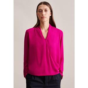 seidensticker Wickelbluse Schwarze Rose Langarm V-Neck Uni