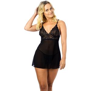 Nortie Basil Black Babydoll Set      - Zwart