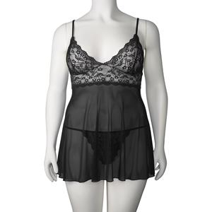 Nortie Basil Black Babydoll Set Plus Size    - Zwart