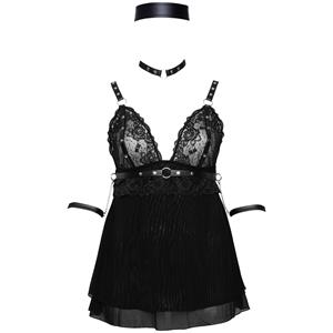 Cottelli Bondage Babydoll Set Plus Size     - Zwart