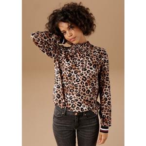 Aniston CASUAL Langarmshirt, mit trendigem Animal-Print und gestreiften Bündchen