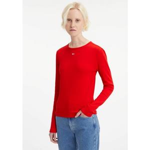 TOMMY JEANS Shirt met lange mouwen TJW BBY ESSENTIAL RIB LS met  merklabel borduursel