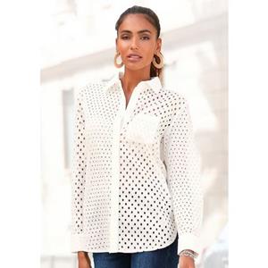 Lascana Blouse met lange mouwen met perforatiemotief