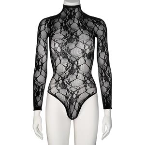 Nortie Riga Black Kanten Kruisloze Bodystocking     - Zwart