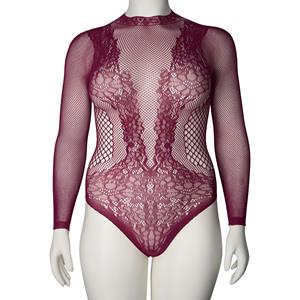 Nortie Clover Bordeaux Kruisloze Bodystocking Plus Size    - Bordeaux