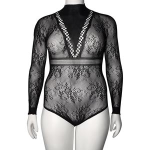 Nortie Dawn Bodystocking Plus Size      - Zwart