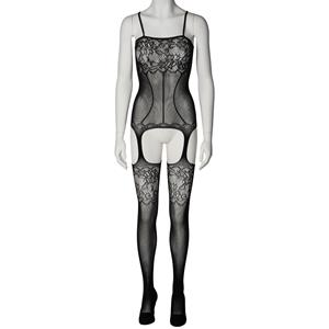 Nortie Cornflower Kruisloze Catsuit       - Zwart