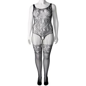 NORTIE Astrid Kanten Catsuit met Open Kruis Plus Size