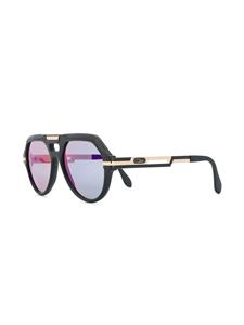 Cazal leather detail oversize sunglasses - Zwart