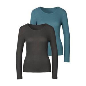 LASCANA Langarmshirt, (2er-Pack), in modischer Pique-Optik