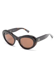 Balenciaga Eyewear logo-plaque round-frame sunglasses - Bruin