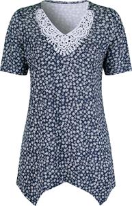 Your Look... for less! Dames Lang shirt marine/wit geprint Größe