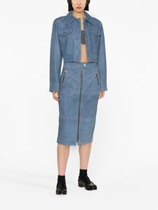 Mallory leren kokerrok - Blauw