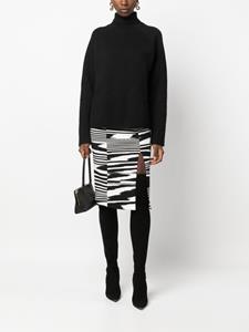 Midi-rok met abstract patroon - Zwart