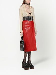 Gucci Kokerrok met krokodillenleer-effect - Rood