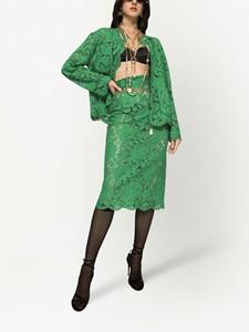 dolce&gabbana Dolce & Gabbana Midi-rok met bloemenkant - Groen