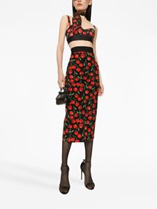 Kokerrok met bloemenprint - Zwart