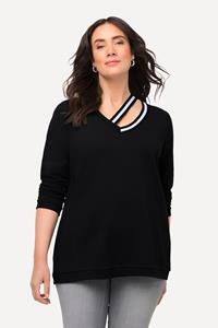 Ulla Popken Sweatshirt Sweatshirt Schriftmotiv Boxy Stehkragen Langarm
