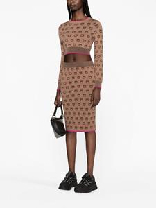 PINKO Rok met logoprint - Bruin