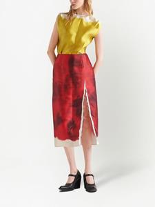 Prada Tweekleurige zijde-satijnen blouse - Groen
