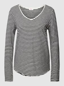 s.Oliver Langarmshirt Gestreiftes Longsleeve mit Rollsaum