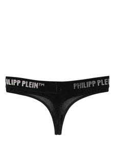 philippplein Philipp Plein String verfraaid met kristallen - Zwart