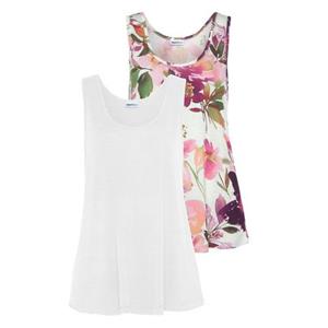 Beachtime Tanktop met bloemenprint, losse zomertops van jersey (Set van 2)