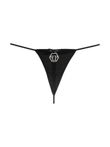 philippplein Philipp Plein String met logo verfraaid met stras - Zwart