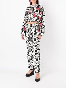 Amir Slama Hoodie met bloemenprint - Wit