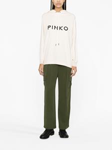 PINKO logo-appliqué cotton hoodie - Roze
