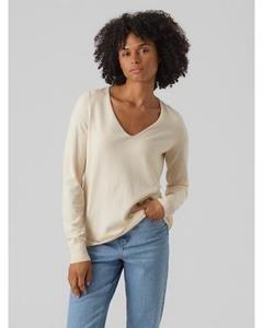 Vero Moda V-Ausschnitt-Pullover VMHAPPINESS LS V-NECK PULLOVER GA BOO