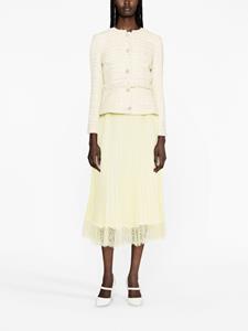 Self-Portrait Bouclé chiffon midi-jurk - Geel