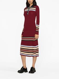 walesbonner Wales Bonner Gebreide midi-plooirok - Rood
