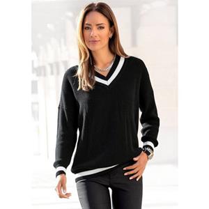 LASCANA V-Ausschnitt-Pullover, mit Streifen-Details