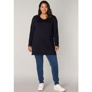 Base Level Curvy V-Ausschnitt-Pullover "BAS-ANINE-LONG", Feinstrick-Qualität