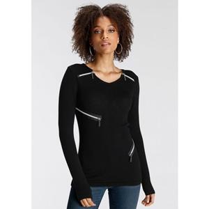 Bruno Banani V-Ausschnitt-Pullover, Reißverschlüsse