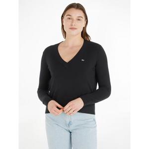 TOMMY JEANS Trui met V-hals TJW ESSENTIAL VNECK SWEATER met -merklabel