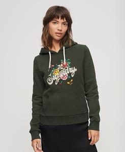 Superdry Vrouwen Tattoo Script Graphic Hoodie Groen